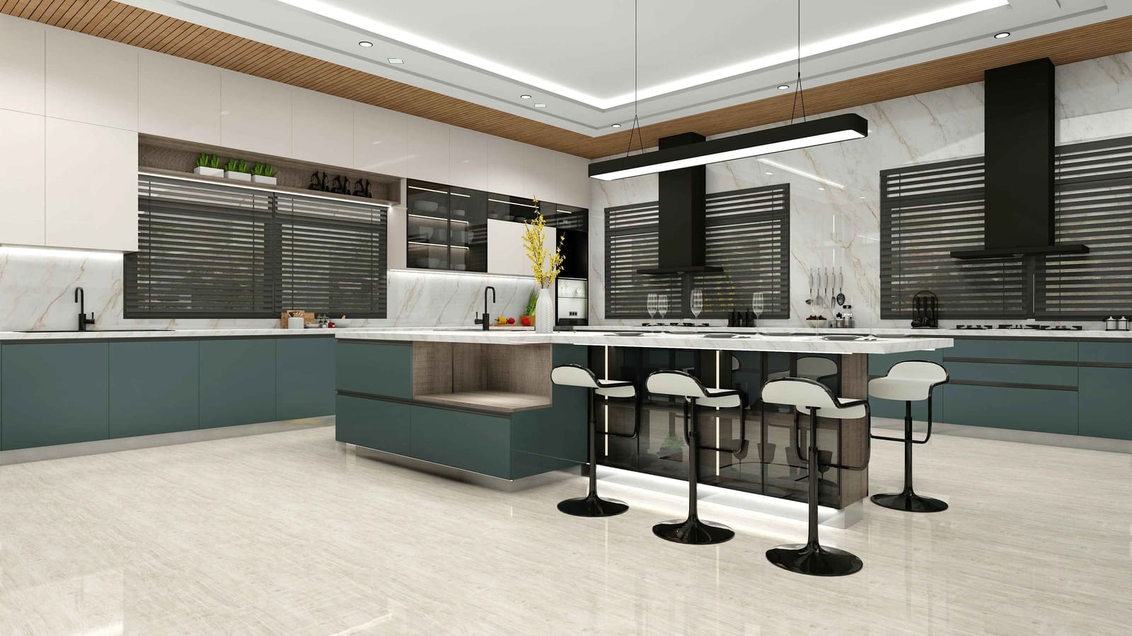 Modular island kitchen designed and built by BYTS Interior